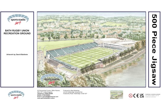 Recreation Ground Stadium Art Jigsaw Puzzle - Bath Rugby Union Recreation Ground Stadium Art Jigsaw Puzzle - Bath Rugby Union